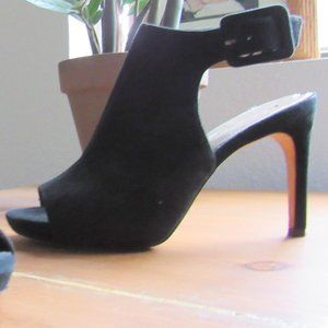 Via Spiga - Black Open Toed Suede 3.5" heels